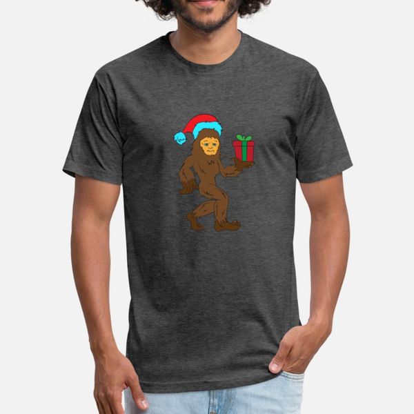 

sasquatch wearing a santa hat t shirt men designing 100% cotton round neck slim famous casual spring novelty shirt