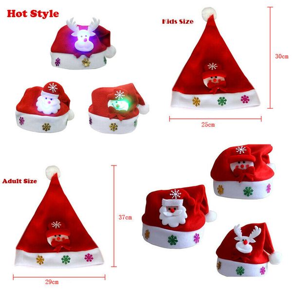 

kids led christmas hat santa claus reindeer snowman xmas gifts cap
