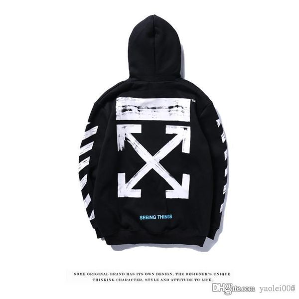 

plus velvet sweater european and american painting arrow crow diagonal stripes loose hoodie white men and women couple jacket532410, Black