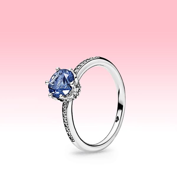 

new синей игристой корона кольцо cz алмазный женщина обручального кольцо лето ювелирного изделия для пандора 925 кольца стерлингового серебр, Slivery;golden