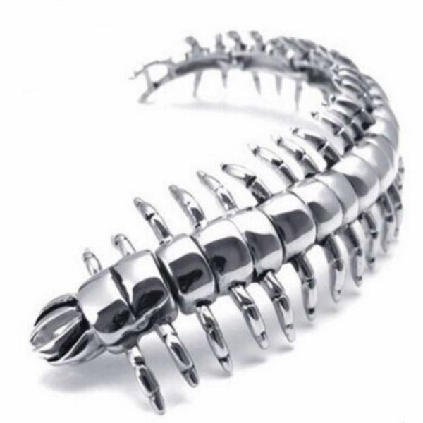 

fashion rock stainless steel centipede charm bracelet & bangle for men cool punk animal bracelets accessories jewelry, Golden;silver