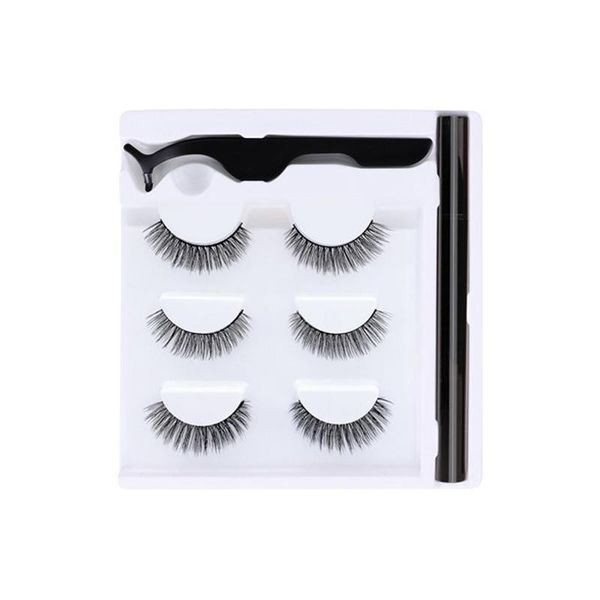 

3 pairs 3d mink false eyelashes for natural magic eyelash extension set quick-drying magic eyeliner false eyelashes makeup sets