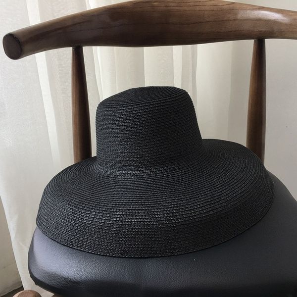 

celebrity inspired french vintage summer sun hat female holiday beach black big brim bell grass, Blue;gray