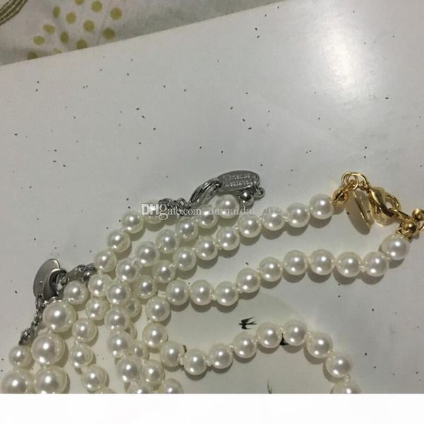 

fine saturn lady pendant necklace with rhinestones creative planet pearl necklace clothing accessories gifts for friends, Silver