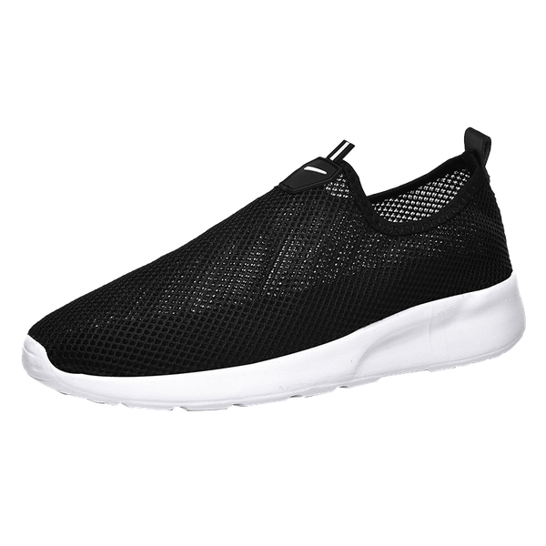 

new breathable mesh platform sneakers men slip on soft casual running shoes men knit sock shoes flats large size 35-48, Black