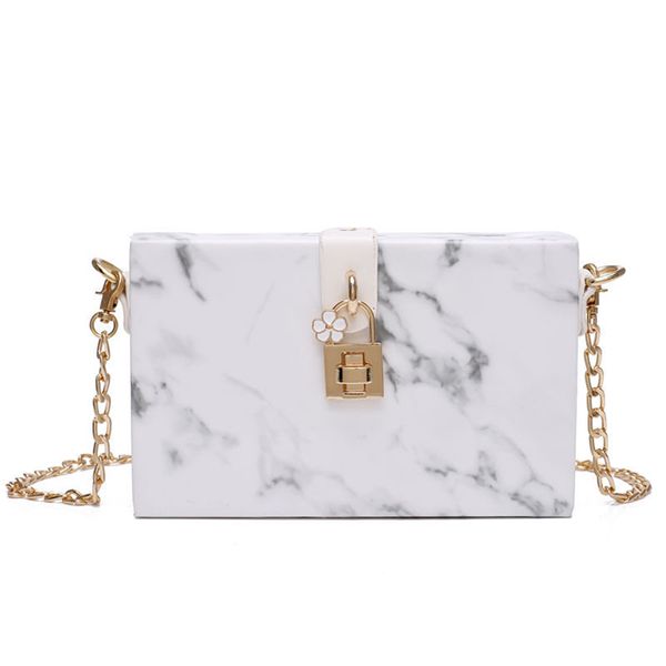 

new- marble pattern shoulder bag lock buckle messenger small square white bag clutch evening handbags purse