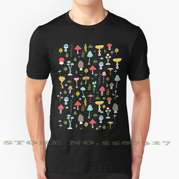 

mushrooms fashion vintage tshirt t shirts pattern green leaf leaves seamless dottted mushroom vector food forest cartoon