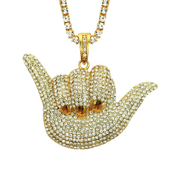 

Hip-hop Pendant Necklace 666 gesture Necklace Diamond necklace Gold silver alloy with iced out chains Jewelry
