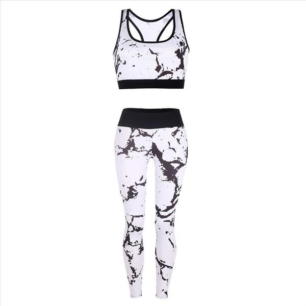 

women printed crop two piece set round neck long pant women sports suit elastic waist pants women tracksuit, Gray