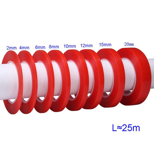 

25m heat resistant double-sided transparent clear adhesive tape sticker mobilel phone repair tape 2mm 4mm 6mm 8mm 10mm 12mm 15mm