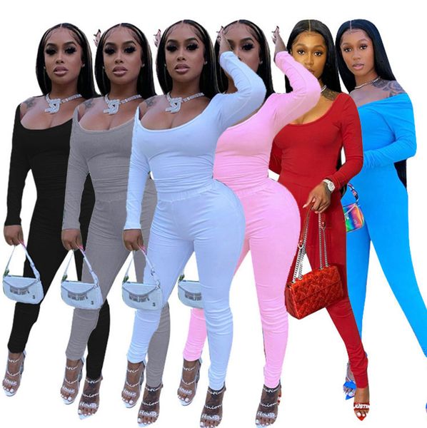 

women 2 piece set tracksuit fashion solid color long sleeve t shirt pleated trousers sport outfits ladies casual jogging suits p365, Gray