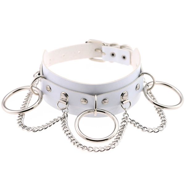 

designer necklace womens necklace pu leather collar necklace punk street beat nightclub o-ring chain clavicle chain neck collar, Silver