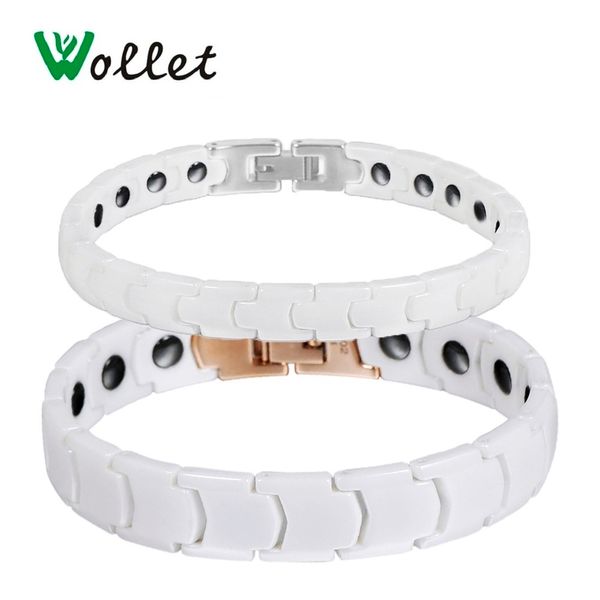 

wollet jewelry couple white ceramic bracelet korea design healing energy germanium hematite magnetic bracelet for men women c18111601, Black