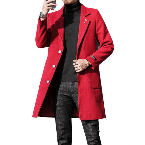 

2020 full winter for male overcoat medium-long jackets & coats warm winter thick casual mens wool blend jackets 4xl 5xl, Tan;black