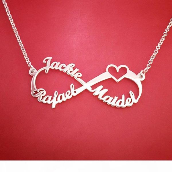 

silver personalized custom name infinity necklace men women kids child friendship christmas family jewelry friend gift