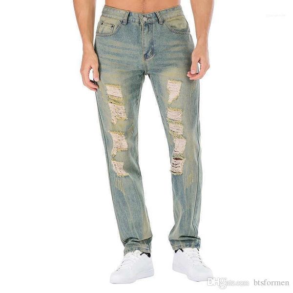 

washed straight mens pants casual four styles mens clothing new arrival holes ripped mens jeans designer vintage, Blue