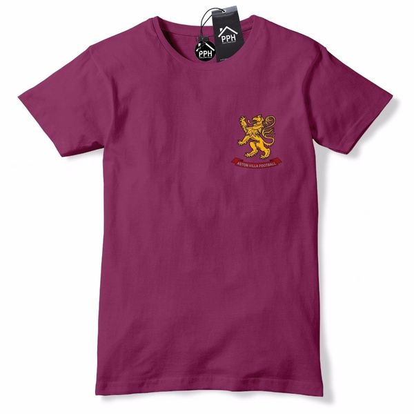 

new mens t-shirt t shirt men summer casual retro footballer villa shirt 1950 claret blue t shirt coat of arms design shirts