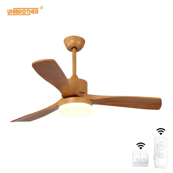 

electric fans solid wood ceiling fan lamp have tricolor light double wireless control for hallway living room dining 42 in 48 52