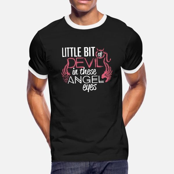 

little bit of devil in the angel eyes t shirt men sunlight 100% cotton crew neck pattern sunlight fashion summer normal shirt