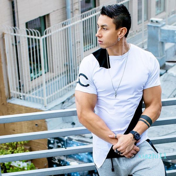 

new men summer style fashion t -shirts fitness and bodybuilding slim fit o-neck t shirt leisure muscle male short sleeves clothing, White;black