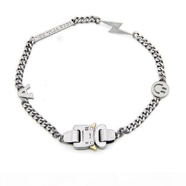 

19ss alyx necklace bracelet metal chain men women hip hop outdoor alyx street accessories smile necklace, Silver