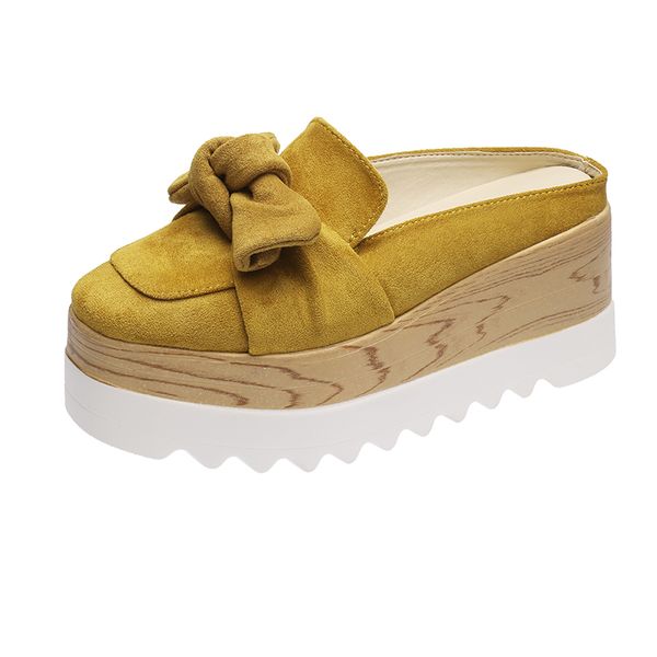 

slippers female outer wear ins chao wang red ban tuo shoes summer new wild thick sponge cake sandals suede women shoes size, Black