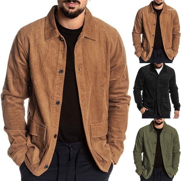 

lapel neck pure color jackets pocket single breasted long sleeved jacket mens autumn casual clothing mens, Black;brown
