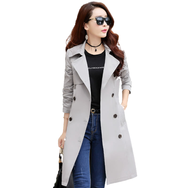 

women's trench coats spring autumn coat slim single breasted woman long women windbreakers plus size overcoats, Tan;black
