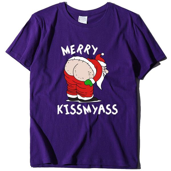 

mens stylist short sleeves t shirt merry kissmyass fun christmas letter print loose t-shirt, White;black