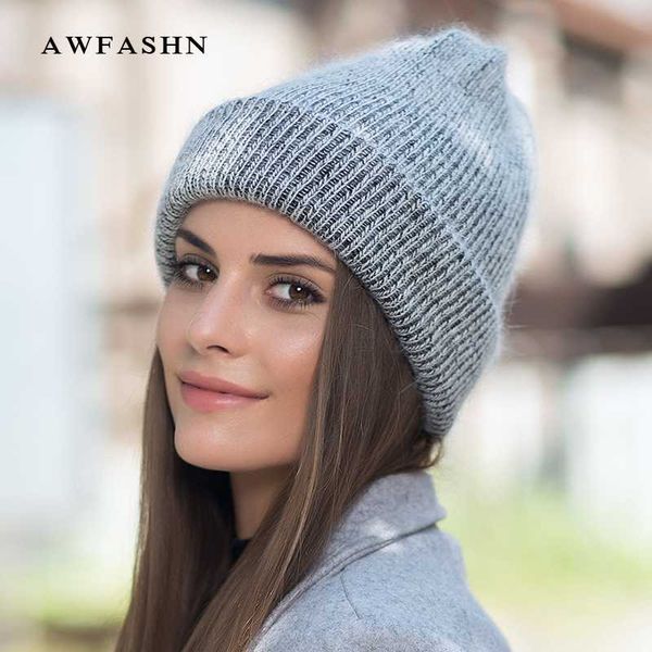 

beanie/skull caps ladies hat winter fashion beanie simple fur hats for women warm wild women's 2021, Blue;gray
