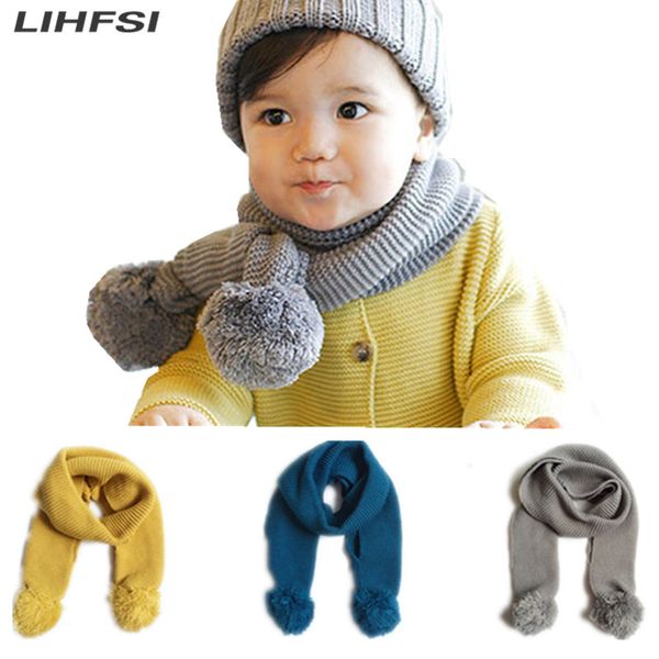 

2020 new warm kids collar toddler boys girls long scarves autumn winter baby knitting woolen scarf, Blue;gray