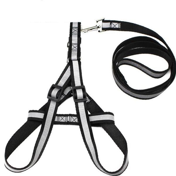 

dog collars & leashes pet reflective vest harness and leash set soft adjustable rope belt accessories walking multi-size1