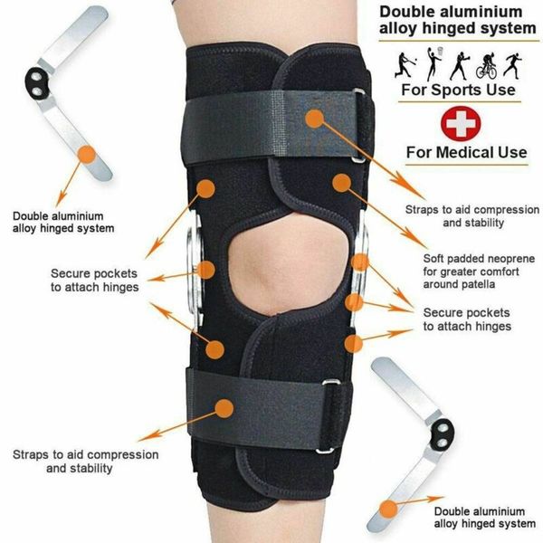 

1pc hinged knee arthritis support guard stabilizer strap wrap sports knee pads brace adults sport sleeve support, Black;gray