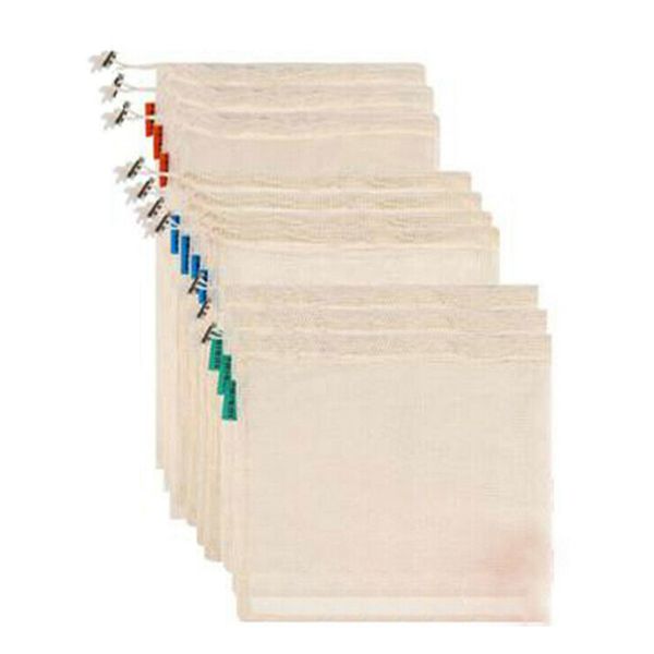 

10pcs with drawstring mesh bag vegetable organizer toys shopping storage produce