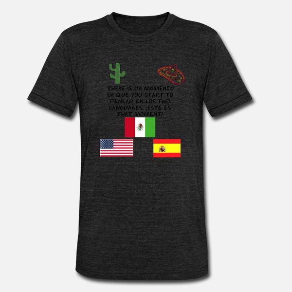 

bilingual thinking spanish t shirt men customize tee shirt s-3xl clothing fitness new fashion spring autumn leisure shirt