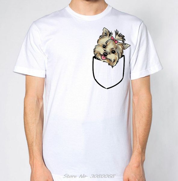 

yorkshire terrier fake pocket t-shirt puppy animal lover cute beautiful dog men women fashion tshirt tees
