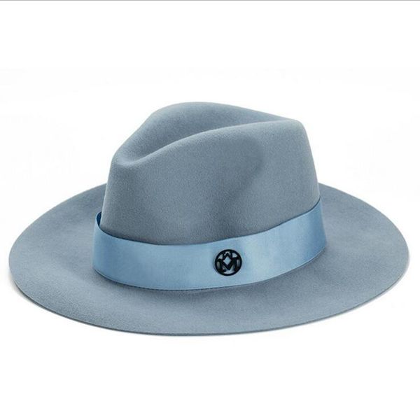 

ozyc ladies pink wool feodra hat winter womens  letter wool jazz fedoras pink hat for women large brim cowboy panama fedoras006, Blue;gray