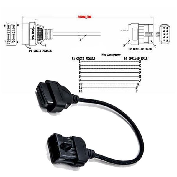 

obdii extension cable for 10pin to obd2 16pin female diagnostic connector cable obd obd ii for 10 pin