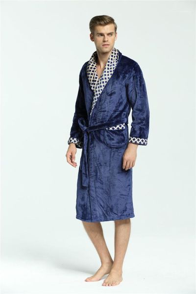 

sleepwear winter males warm casual nightwear comfortable mens nightgown long sleeve v neck mens thick, Black;brown