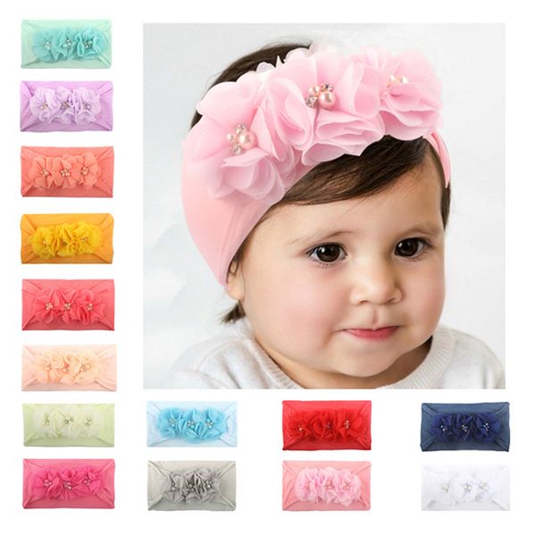 

new spring and summer autumn thin section baby baby four beads flower hair band children's hair band accessories, Slivery;white