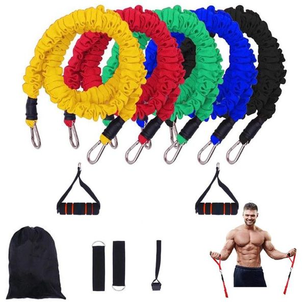 

resistance bands 11 pcs/ set latex multi function home workout exercise pilates yoga crossfit fitness tubes pull rope with bag