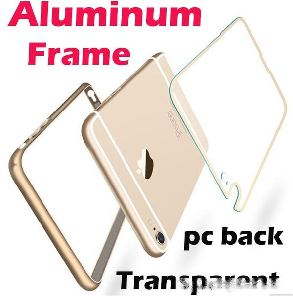 

aluminum metal bumper frame clear transparent acrylic pc back hybrid case cover for iphone 6 6s 7 plus