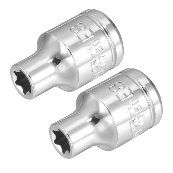 

uxcell 2pcs 3/8-inch drive e8 external torx shallow socket, steel