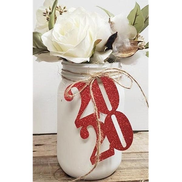 

greeting cards custom number glitter red 2021 graduation gift tags party centerpiece royal blue class of favor mason jar tag cutouts