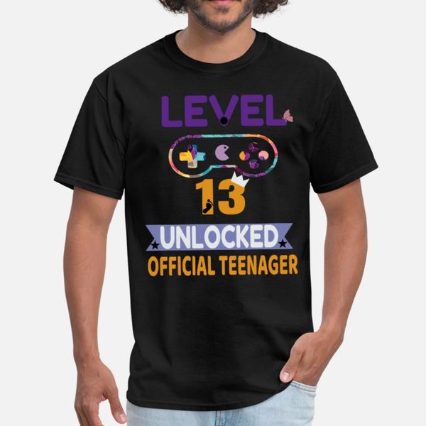 

official teenager 13th birthday level 13 unlocked t shirt men designing 100% cotton euro size s-3xl pattern gift funny spring pattern shirt