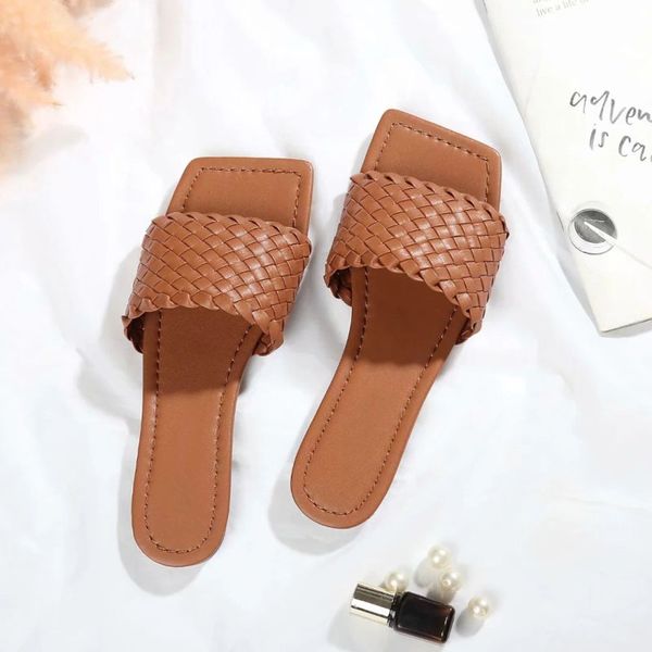 

luxury designer leather stripes sandals denim ladies summer flat slipper outdoor beach woman flip flops rainbow slippers ing, Black