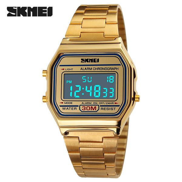 

skmei men's sports watches 30m waterproof digital watch men fashion casual men wristwatches relojes, Slivery;brown