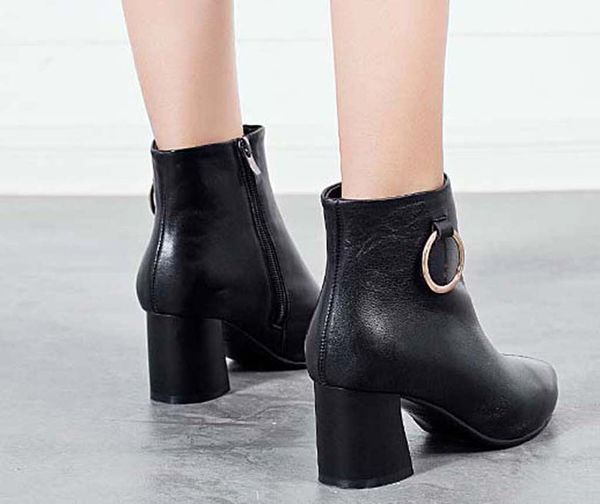 

fashion leather star women shoes woman leather short autumn winter ankle fashion brand women boots 05 p51, Black