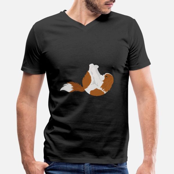 

cavalier king charles spaniel yoga exercise dog fu t shirt men designer cotton crew neck family loose comfortable spring letter shirt