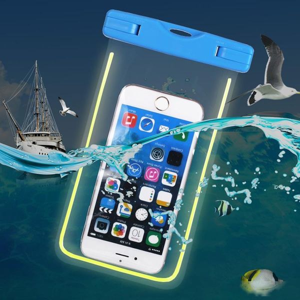 

universal waterproof case swimming bag for iphone 7 plus glow diving pouch case for mobile phone galaxy note 5 s8 s7 edge